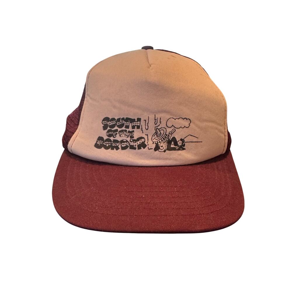 Vintage South of the Border Maroon White Mesh Adjustable Trucker Hat